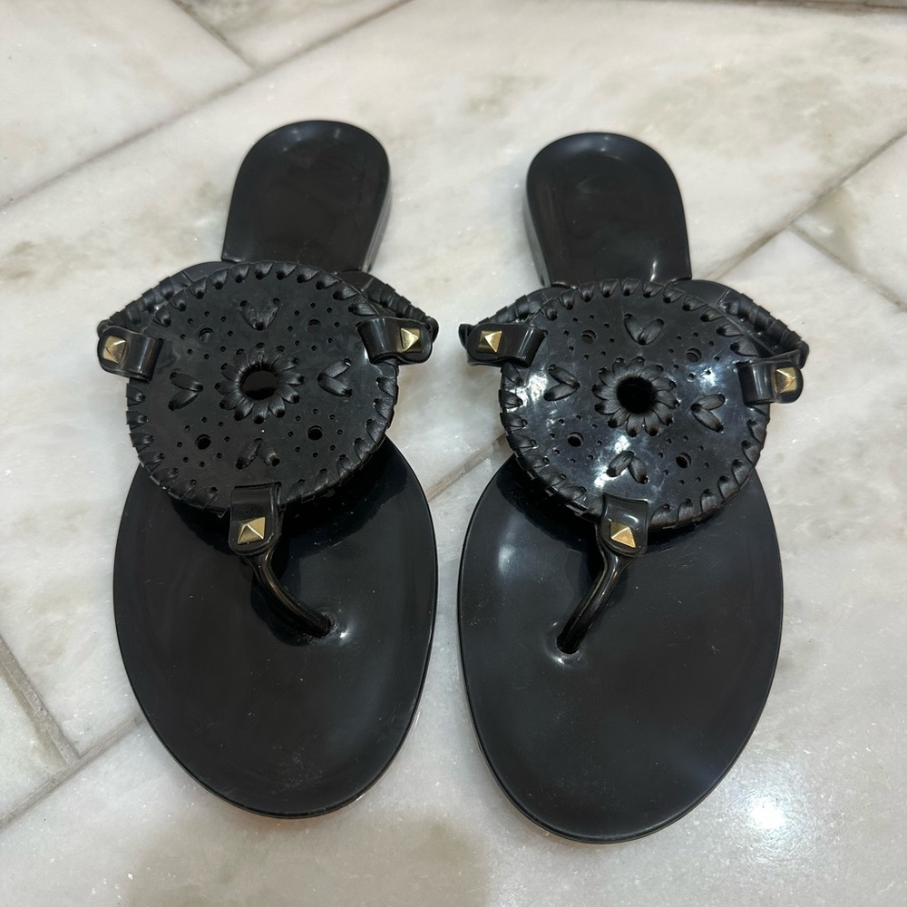 Size 8 Jack Rogers Black Georgica Stud Jelly Sandals